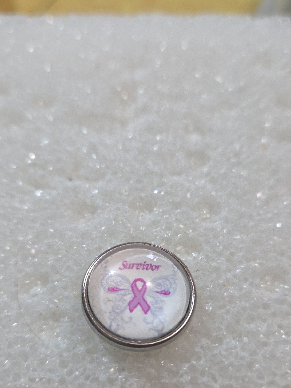 Survivor Pink Ribbon Snap Charm 18mm